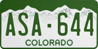 CO license plate ASA644