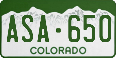 CO license plate ASA650