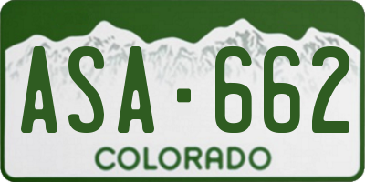 CO license plate ASA662