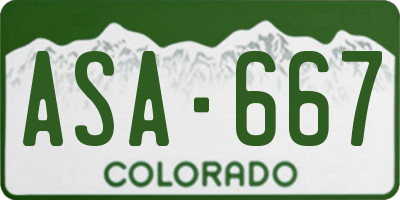 CO license plate ASA667