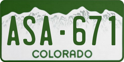 CO license plate ASA671