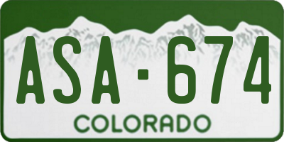 CO license plate ASA674