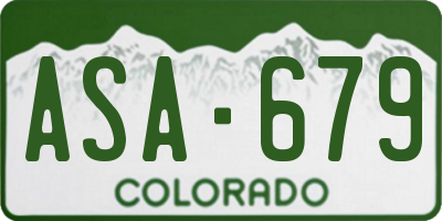 CO license plate ASA679