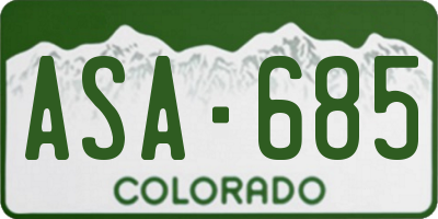 CO license plate ASA685