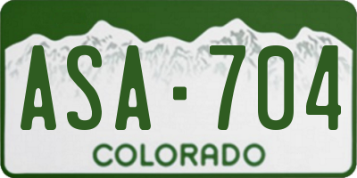 CO license plate ASA704