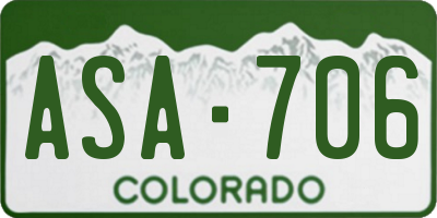 CO license plate ASA706