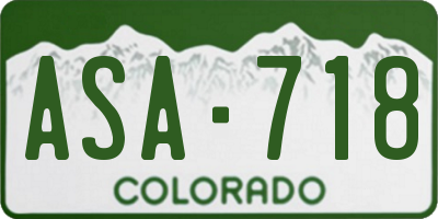 CO license plate ASA718