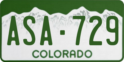 CO license plate ASA729