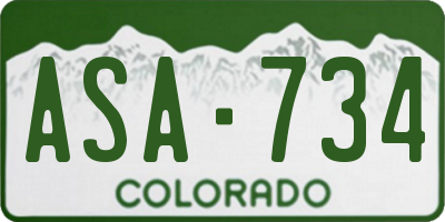 CO license plate ASA734