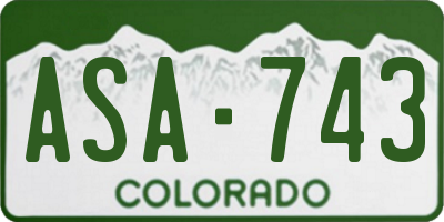 CO license plate ASA743