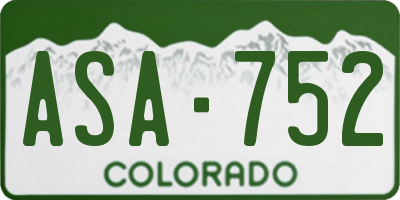 CO license plate ASA752
