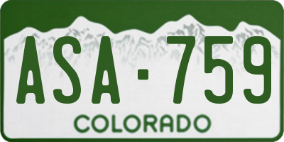 CO license plate ASA759