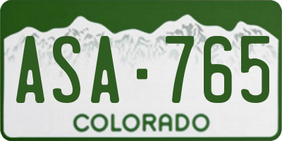 CO license plate ASA765