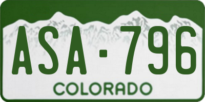 CO license plate ASA796