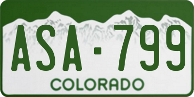 CO license plate ASA799