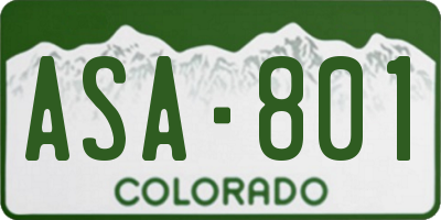 CO license plate ASA801