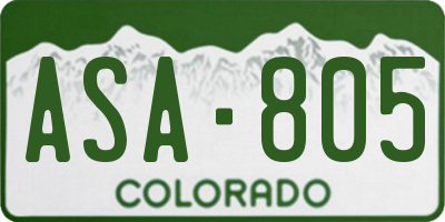 CO license plate ASA805