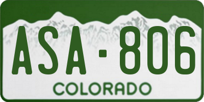 CO license plate ASA806