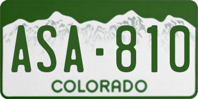 CO license plate ASA810
