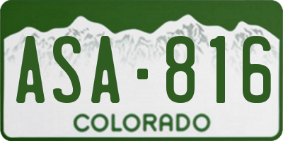 CO license plate ASA816