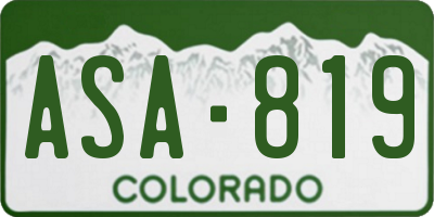 CO license plate ASA819