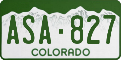 CO license plate ASA827
