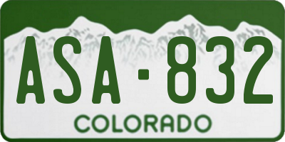 CO license plate ASA832