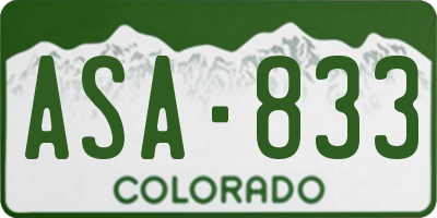 CO license plate ASA833