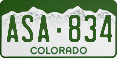 CO license plate ASA834