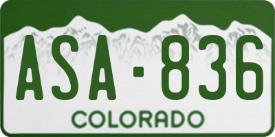 CO license plate ASA836