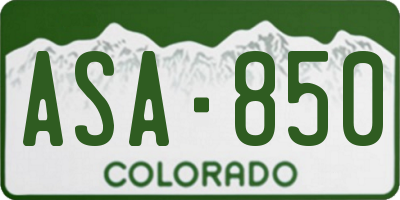 CO license plate ASA850