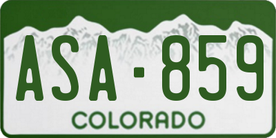 CO license plate ASA859