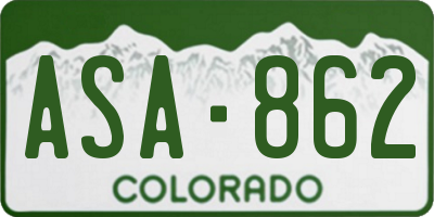 CO license plate ASA862