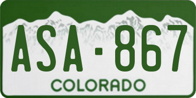 CO license plate ASA867