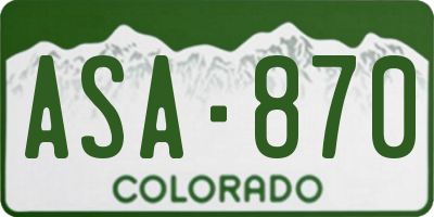 CO license plate ASA870