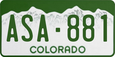 CO license plate ASA881