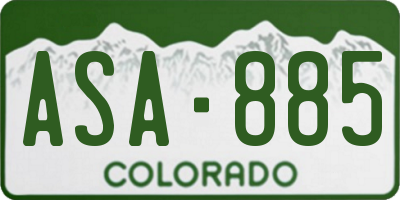 CO license plate ASA885