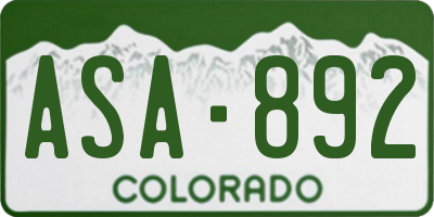 CO license plate ASA892