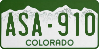 CO license plate ASA910