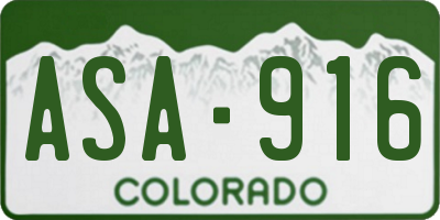 CO license plate ASA916