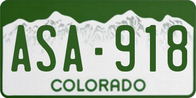 CO license plate ASA918