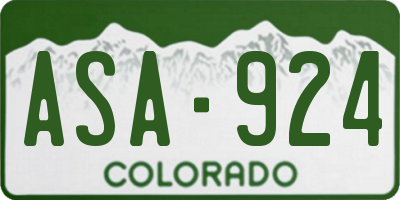 CO license plate ASA924