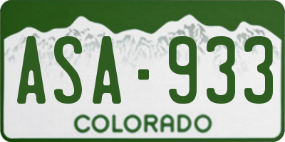 CO license plate ASA933
