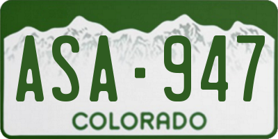 CO license plate ASA947