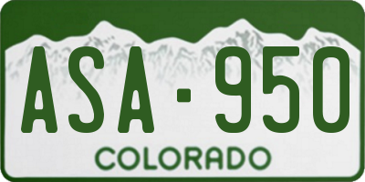 CO license plate ASA950