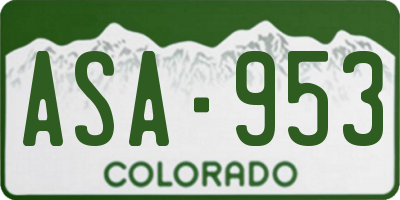 CO license plate ASA953