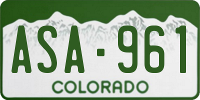 CO license plate ASA961