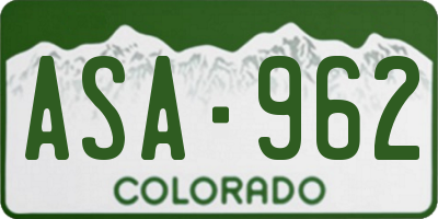 CO license plate ASA962