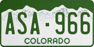 CO license plate ASA966