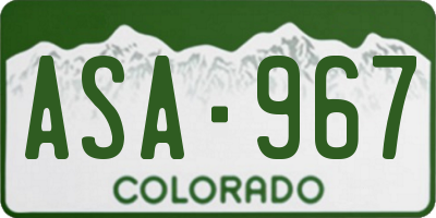 CO license plate ASA967